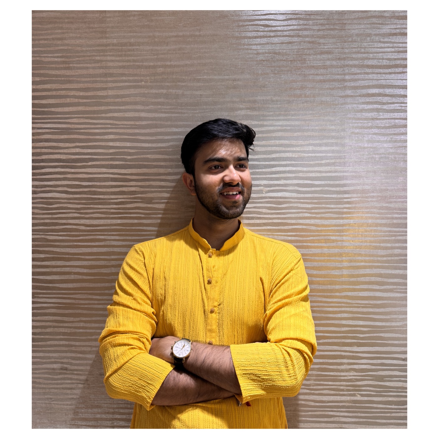 Raj Aryan in a yellow kurta
